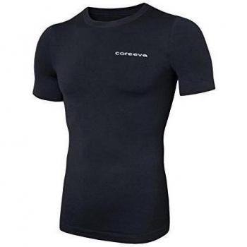 Coreevo - Camiseta COMPRESSION manga corta, Negro, S