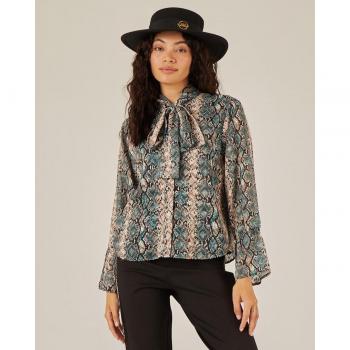 Blusa con lazada al cuello y estampado animal NIZA
