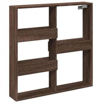 Armario de Pared Madera de Ingeniería Marrón Roble 80x15x80 cm, Mueble de Pared Multicapa para TV