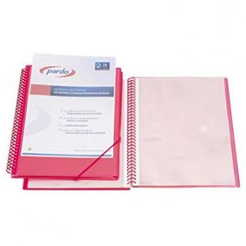 Carpeta Espiral 30 Fundas Gomas PP Rosa