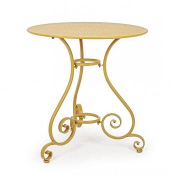 Mesa Redonda Etienne Ocre 70 cm - Metal Acero para Interior y Exterior