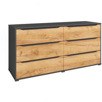 Aparador Ruben, 160 x 77.6 cm, Oro roble/antracita con cajones