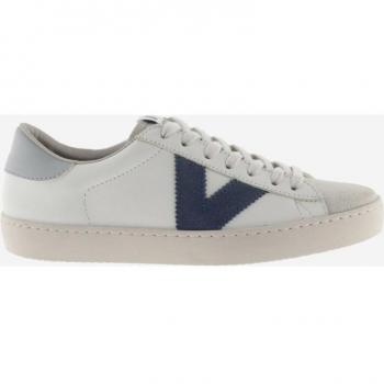 Victoria Unisex Leather Sneakers with Color Accents and Suede Toe Cap