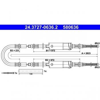 Cable de freno de mano ATE 24.3727-0636.2