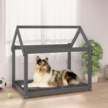Cama para perros de madera maciza de pino gris 101x70x90 cm