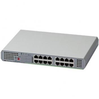 Allied Telesis AT-GS910/16-50 Unmanaged Gigabit Ethernet Switch (16 Ports, 10/100/1000) with EU Power Adapter - Gray