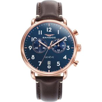 Reloj Sandoz Antique 81491-34 Hombre Acero IP Oro Rosa