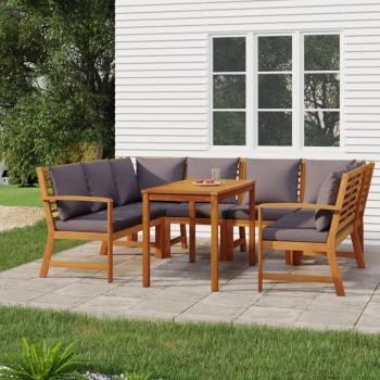 7-Piece Acacia Wood Garden Dining Set with Cushions