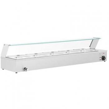 Baño maría Royal Catering 2,000 W 5 GN 1/2 con grifo de vaciado y vidrio protector