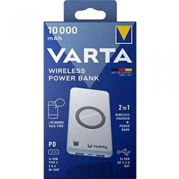 Varta Power Bank Polímero de Litio 10000mAh Cargador Inalámbrico Blanco Modelo 57913