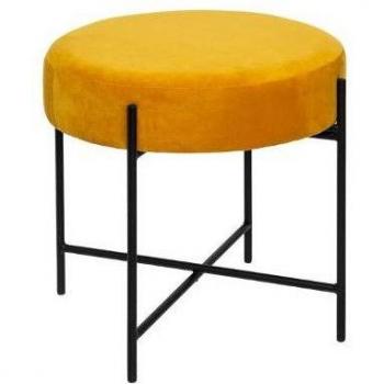 Taburete Arty de Terciopelo Ocre 45,5 x 54,6 cm Diseño Elegante Atmosphera