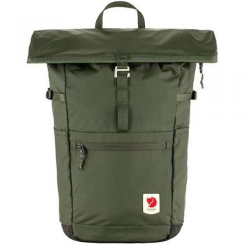 Mochila Fjällräven High Coast 24L verde laurel, capacidad de 24 litros, material resistente al agua, diseño ligero y minimalista, compartimento principal con cierre de cremallera, bolsillo frontal con cremallera,