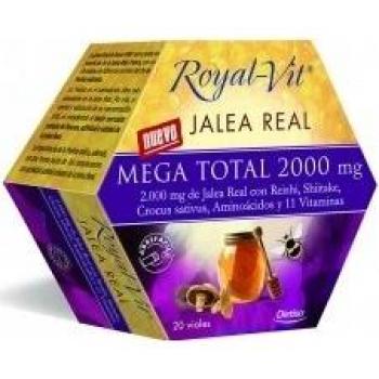 Suplemento Energético y Refuerzo Inmunológico Royal Vit Mega Total 2000mg con Jalea Real, Reishi, Shiitake y Azafrán - Dietisa - 20 Viales