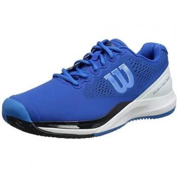 Wilson Rush Pro 3.0 Clay, Zapatilla de Tenis, para Todo Tipo de Superficies, tenistas de Cualquier Nivel para Hombre, Blanco/Azul, número 43 1/3 EU