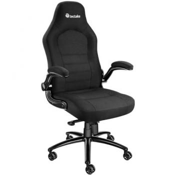 Silla de oficina ergonómica Tectake Springsteen - Silla giratoria con cómoda tapicería, suave funda de tela, amortiguador de seguridad para ajuste de altura sin escalonamientos, ruedas y reposabrazos plegables