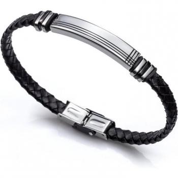 Pulsera Viceroy 6300P01010 Hombre Acero y Piel Negro