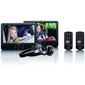 Lenco DVP-939 - Reproductor de DVD con Pantalla de 9 Pulgadas con Pantalla, 2 Auriculares USB, SD/MMC, 2 mandos a Distancia, 2 Soportes para reposacabezas, 2 Fuentes de alimentación, Color Negro