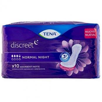 Tena Discreet Normal Night Compresas para Incontinencia, Absorción Nocturna, 10 Unidades