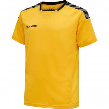 Camiseta de Manga Corta Hummel Authentic Poly para Niños, Deportivo Amarillo/Negro, Talla 116
