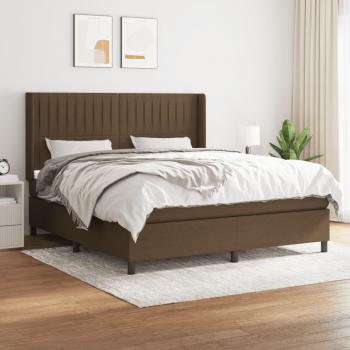 Cama box spring suave con colchón marrón oscuro 160x200 cm Tela