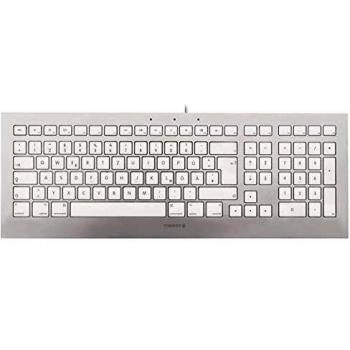 CHERRY Strait 3.0 USB QWERTY Inglés Plata, Blanco - Teclados
