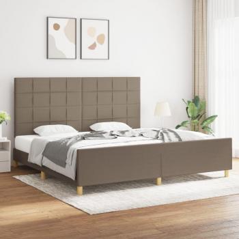 Cama Estructura con Cabecero Tela Gris Taupe 200x200 cm Sin Colchón