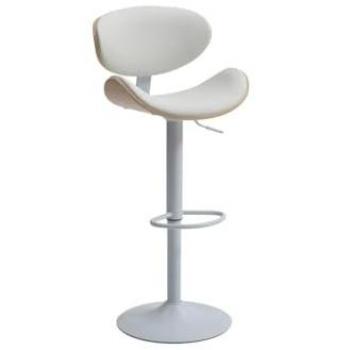 Taburete de bar ajustable en piel sintética y metal - Natural claro y blanco - Montenegro