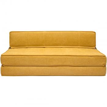 Sillón cama de 2 plazas de tejido efecto aterciopelado amarillo mostaza KATY