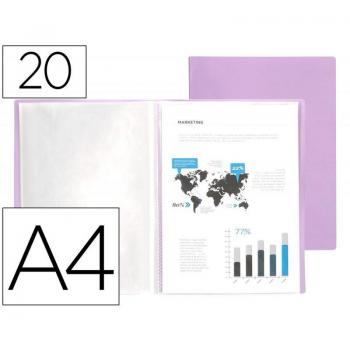 Carpeta Liderpapel Escaparate 20 Fundas Polipropileno DIN A4 Lavanda Opaco