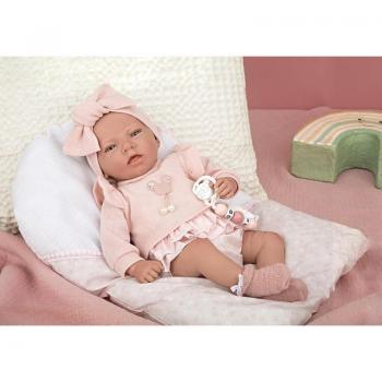 Muñeca Reborn Arias 40 cm Alba Rosa con Cojín y Accesorios Realistas