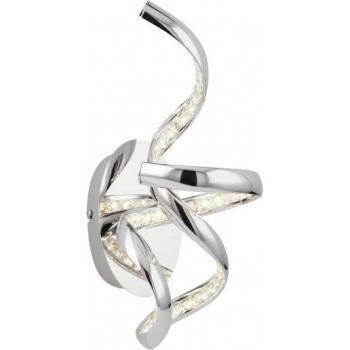 Aplique LED integrado Twirls Glass, metal cromado, transparente 1 bombilla 38cm
