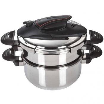Magefesa Prisma Olla a Presión 4+6L de Acero Inoxidable con Mecanismo de Bloqueo y 5 Sistemas de Seguridad