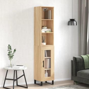 Aparador de madera contrachapada roble Sonoma 34,5x34x180 cm multicapa marrón