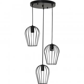 Homcom Lámpara Colgante Estilo Industrial Con 3 Puntos De Luz Ø38x145 Cm Negro