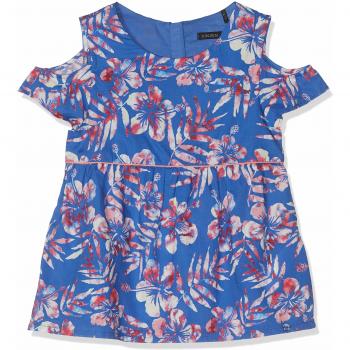 IKKS Junior Top Bleu Dur Epaules Denudees Fleurs, Camiseta Niñas, Azul