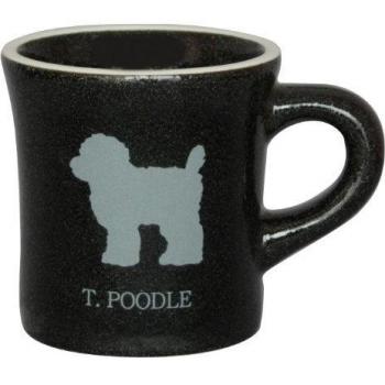 Silueta blanco y negro taza negro T poodle mo-mugb-v41