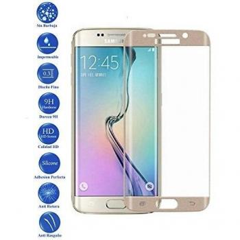 Todotumovil Protector de Pantalla Samsung Galaxy S7 Edge Color Dorado Completo 3D Cristal Templado Vidrio Curvo para movil