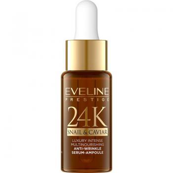 Eveline Cosmetics - Sérum-ampolla antiarrugas con baba de caracol y extracto de caviar 24K Snail & Caviar, 18ml, propiedades regenerativas, múltiples nutrientes
