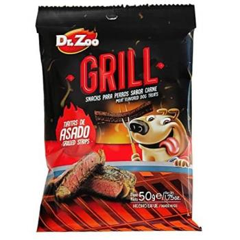 Dr. Zoo Grill Tiras de Asado para Perros - Snacks Premium en forma de tiras, sabor carne asada, paquete de 50 gramos