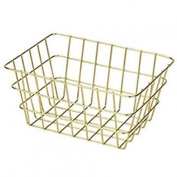 WENKO Cesta de baño Viana oro - Glamorosa cesta de almacenaje para el baño, el aseo para huéspedes y el hogar en general, Metal, 18 x 25 x 12 cm, Oro