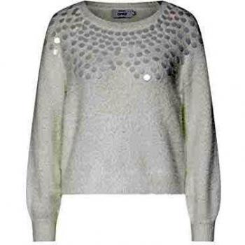 Only 15192180 Sequins Knitted Camiseta Mujer Cloud Dancer M