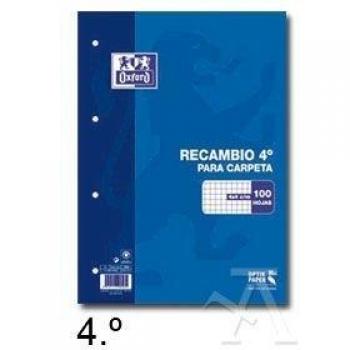 Oxford, Recambio 100 Hojas Sueltas, Formato 4º/155 x 215 mm