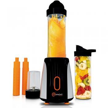 Mastercheff Gallery Cook Batidora individual de vaso individual portátil. Smoothie maker con cuchillas de titanio y 350 W. Dos vasos de 600 ml libres de BPA . Pica hielo. My Master Turbo&Mix
