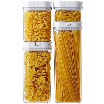 SOGO SS-17305 Juego de 4 Botes Herméticos Transparentes con Asas SIN BPA para Alimentos, De 450 a 2300