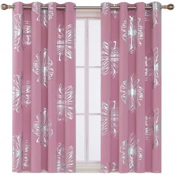 Deconovo Cortinas Opacas para Ventana de Cocina y Habitación de Niños con Aislamiento Térmico con 8 Ojales Tela Poliéster 117 x 138 cm 1 Par Rosa