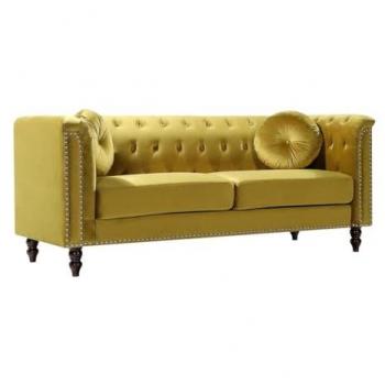 Sofá de 3 plazas de terciopelo amarillo mostaza TURNER