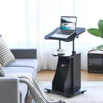 Height-Adjustable Mobile Laptop Desk Cart with Storage and Tilt Desktop