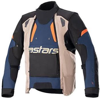 Chaqueta Alpinestars Halo Drystar para Motocicletas - Impermeable, textil, colores Azul Oscuro, Caqui Oscuro y Naranja Llama, talla Small