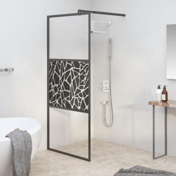 Mampara de Ducha Vidrio Esmerilado Diseño Piedras Negro 90x195 cm