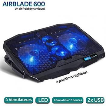 SPIRIT OF GAMER AirBlade 600 Blue 17 con Controlador LCD, 4 Ventiladores silenciosos, 3 Modos de refrigeración